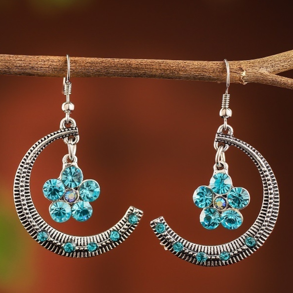 *TENYSI* Silver x Blue Moon Flower Fashion Earrings